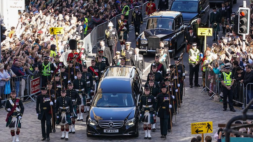 Crowds watch procession for Queen Elizabeth II's coffin in Scotland