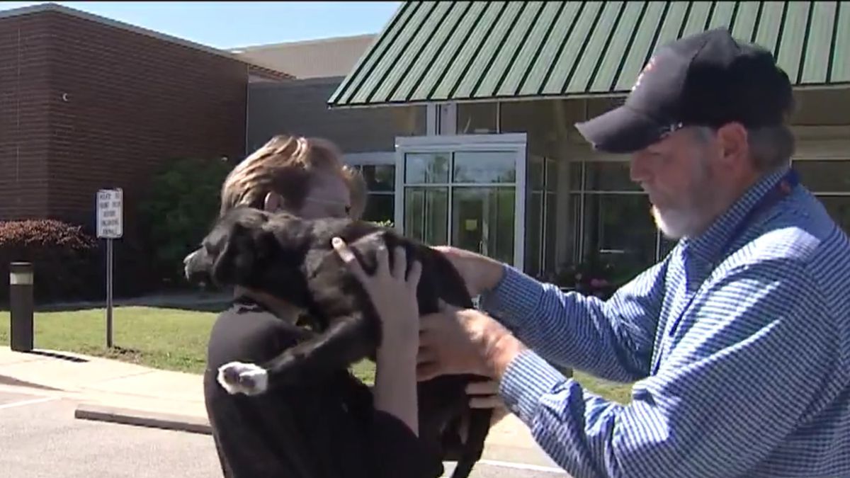 Family camps out for 27 hours to adopt dog with ‘black heart