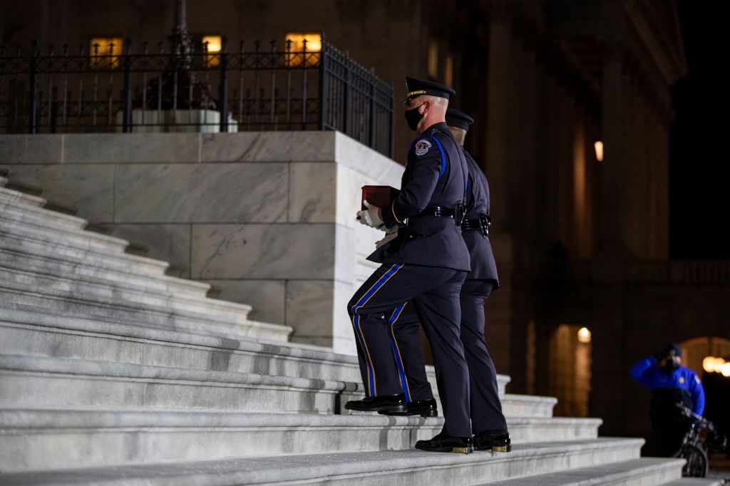 Biden, congressional leaders pay respects to Officer Brian Sicknick at US Capitol