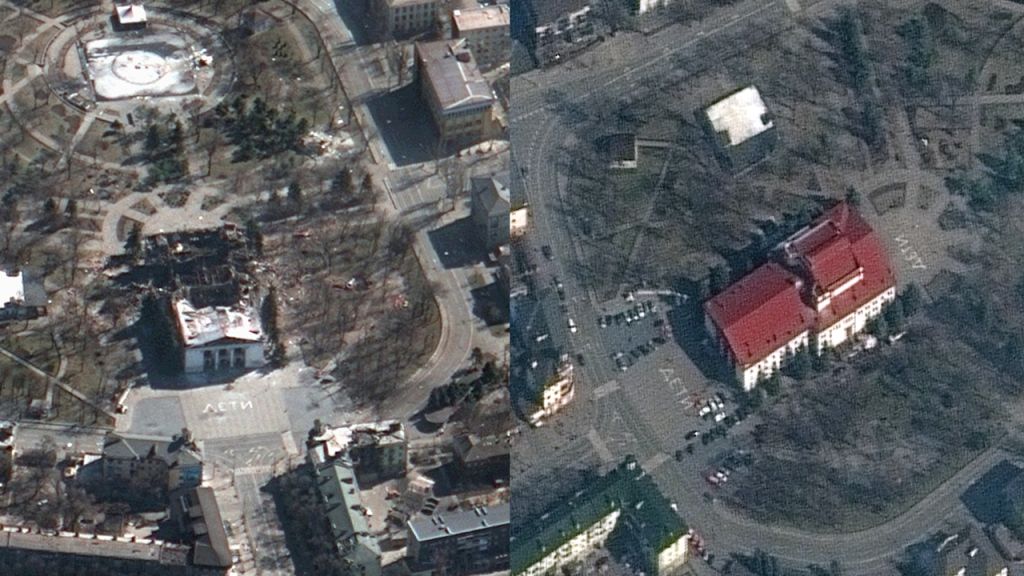 Photos: Russian airstrike on Mariupol theater killed 300, city says