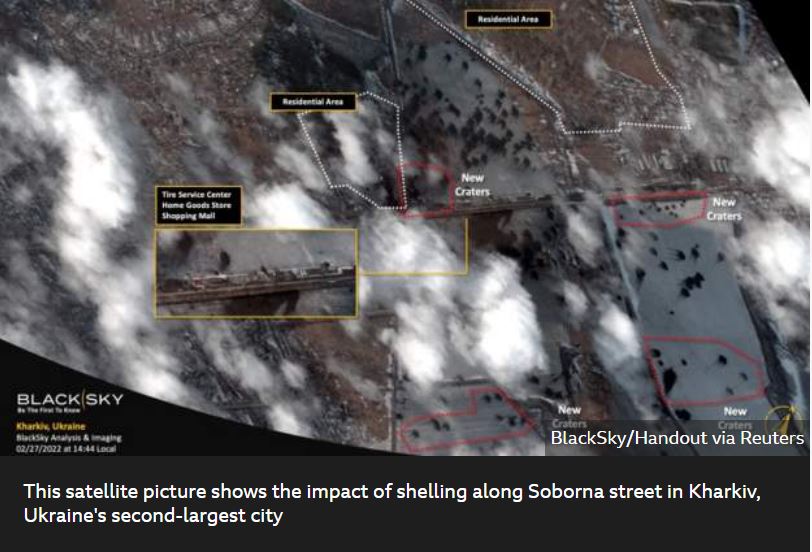 Shelling craters dot Kharkiv