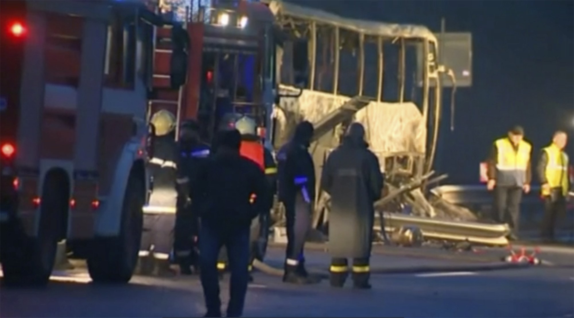 Photos: Bulgaria bus crash, fire leave dozens dead