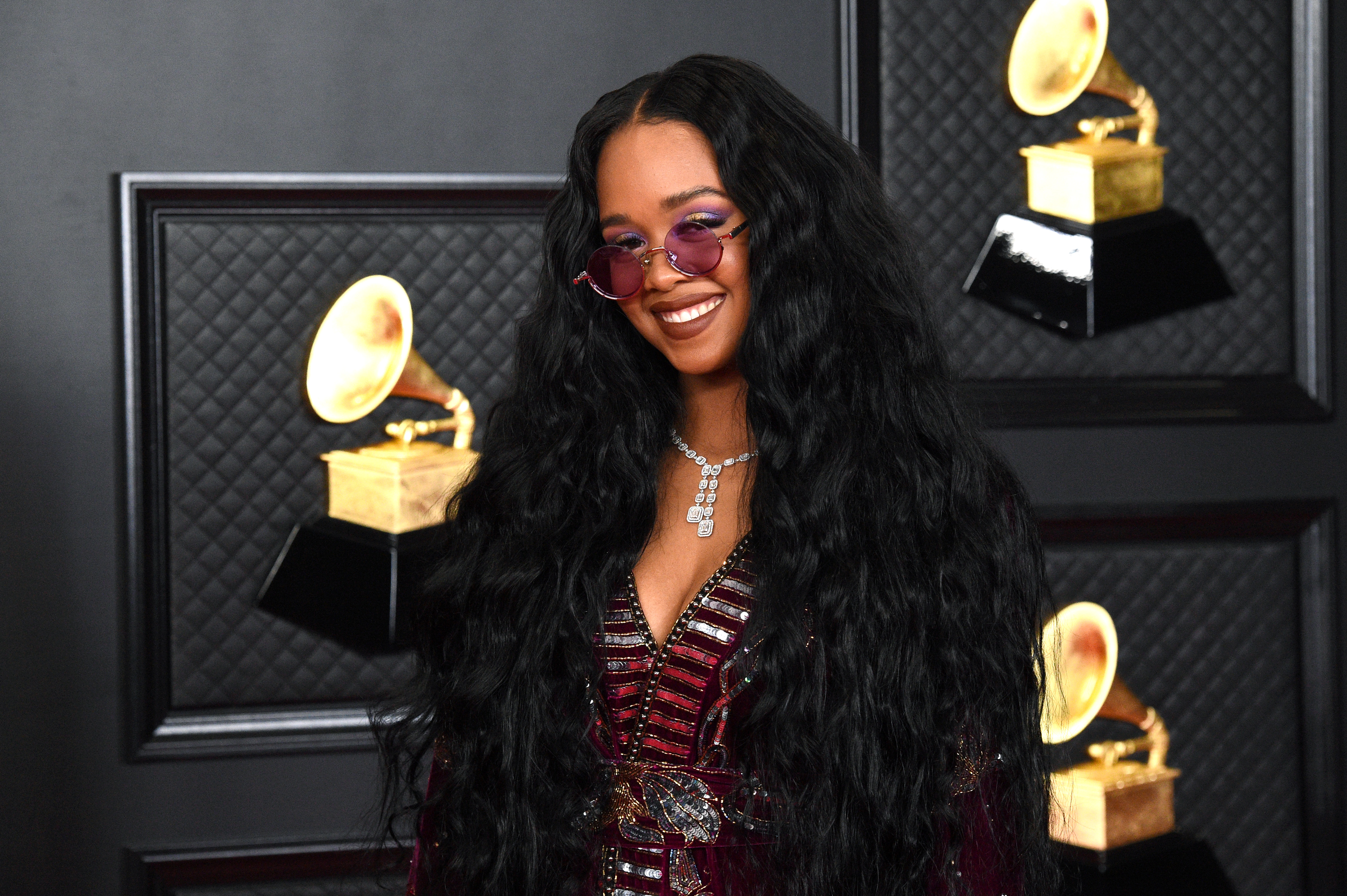 H.E.R. arrives at the 63rd Annual Grammy Awards