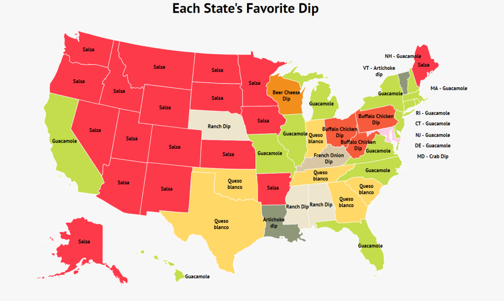 Each state's favorite dip for National Tortilla Chip Day