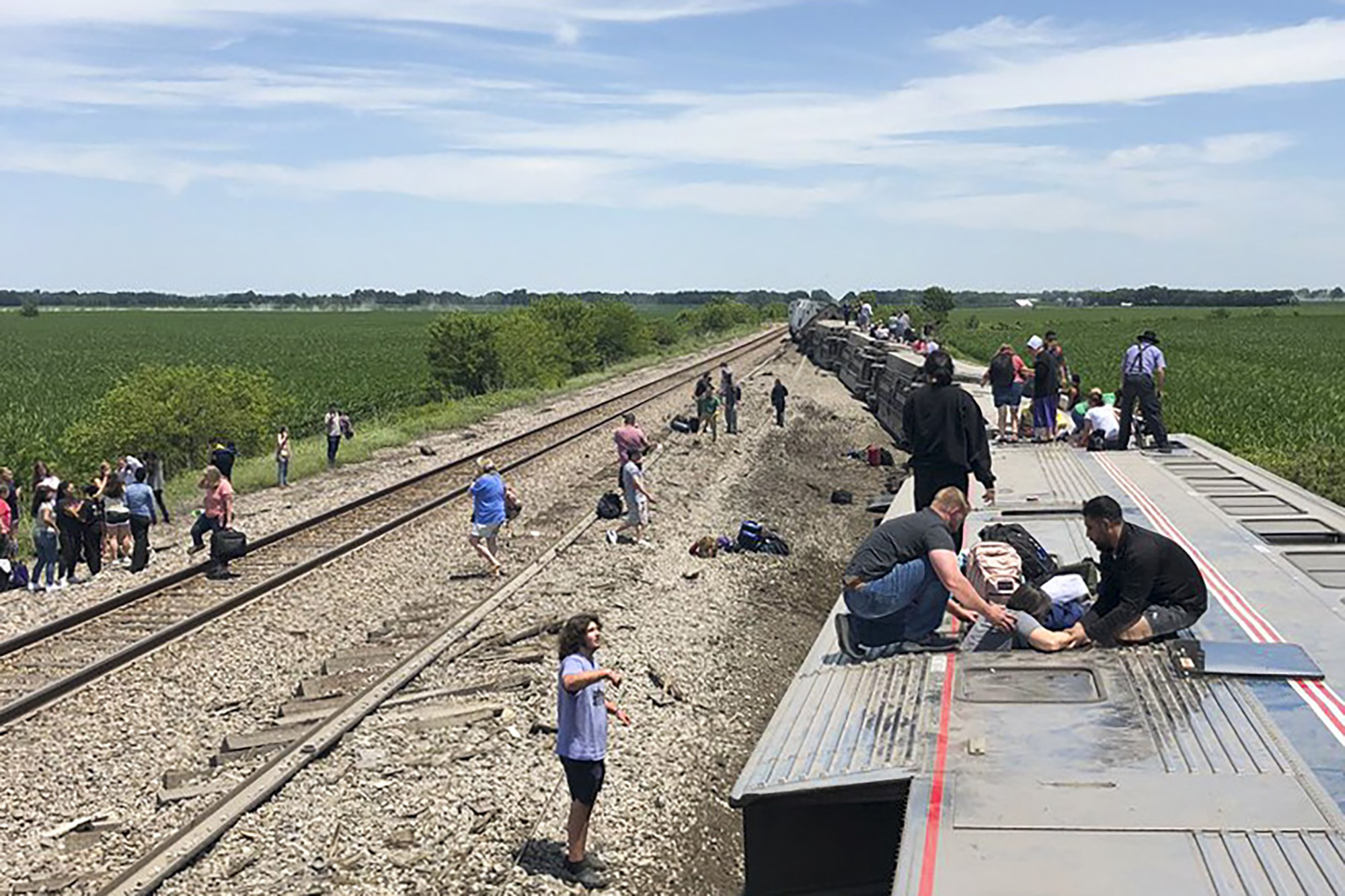 Amtrak train collides with dump truck, derails in Missouri