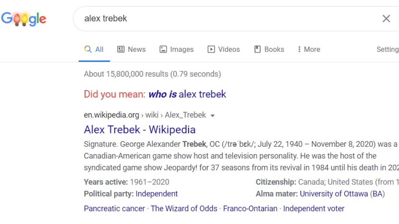 Google honors Alex Trebek with touching ‘Jeopardy!’ search