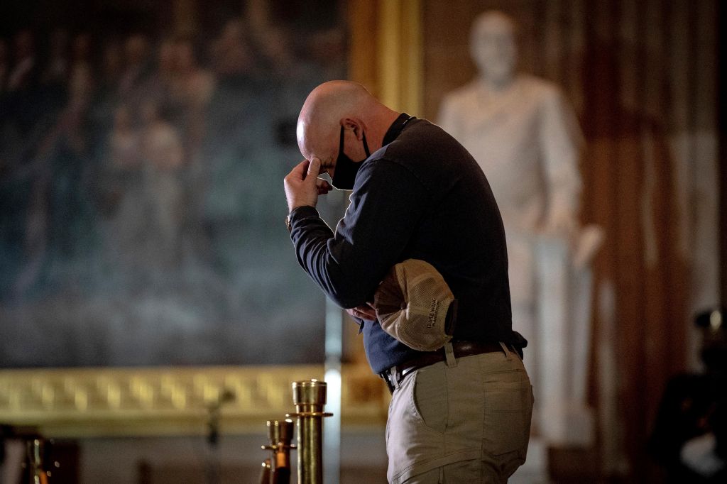 Biden, congressional leaders pay respects to Officer Brian Sicknick at US Capitol