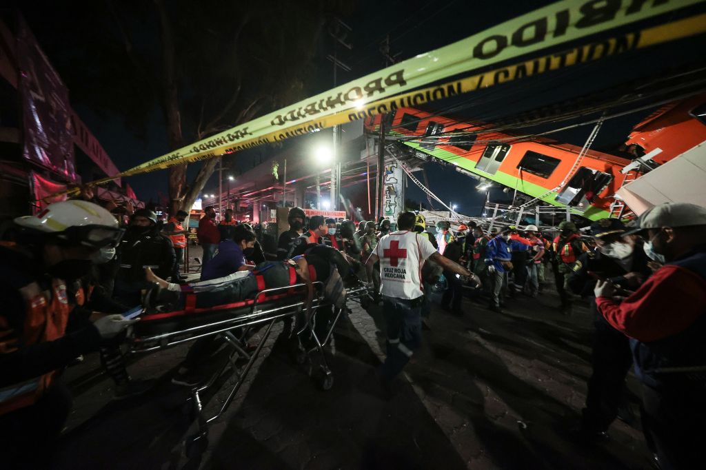 Mexico City metro overpass collapses onto road