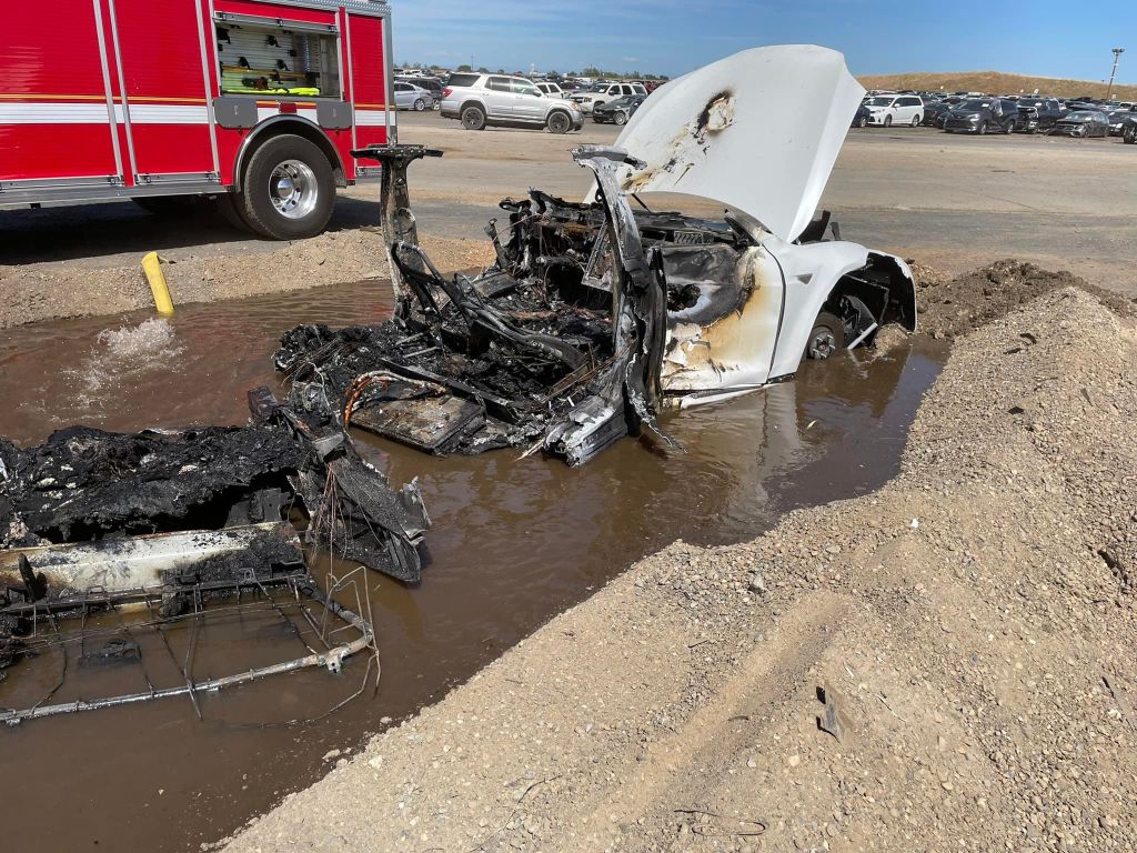 Tesla repeatedly catches fire at California wrecking yard