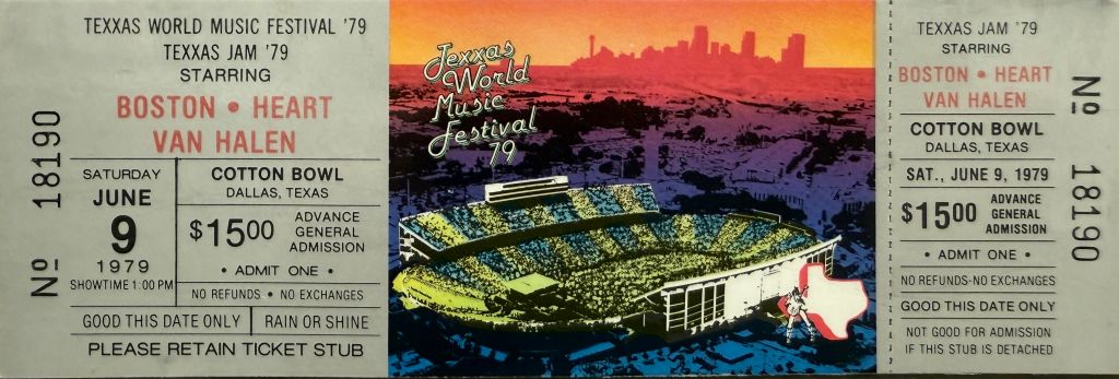 1979 Texxas World Music Festival Ticket Stub