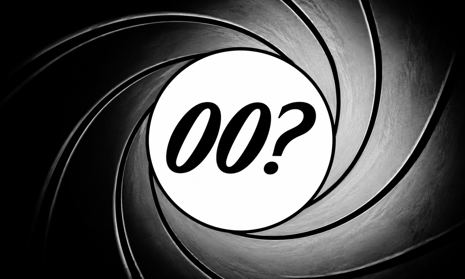 A black and white image of a gun barrel with the number "007" in the center.